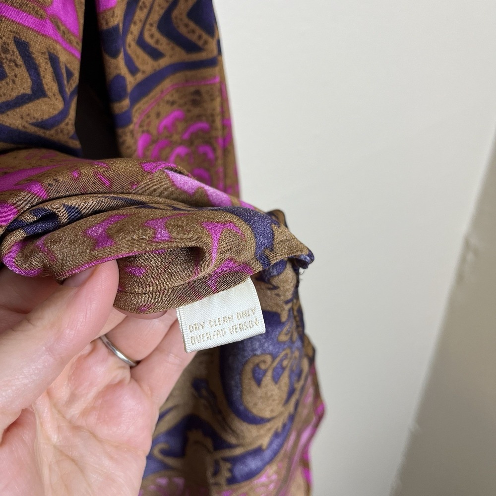 Vtg Dana Buchman Silk Blouse Button Up 12 Lagenlook Tunic Pink Brown‎ Boho Artsy - Picture 8 of 10